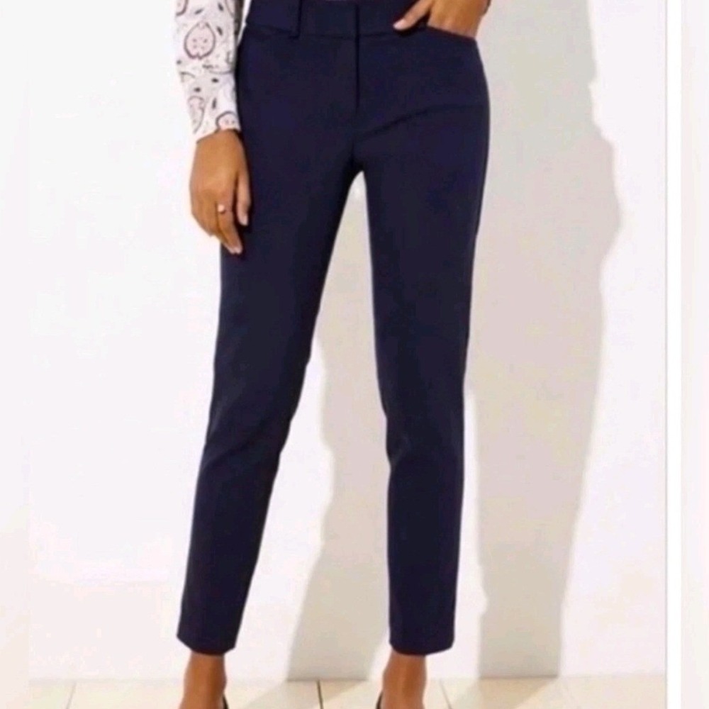 Loft Julie Fit Navy Blue Tapered Leg Dress Pants Size 12T Tall 496405